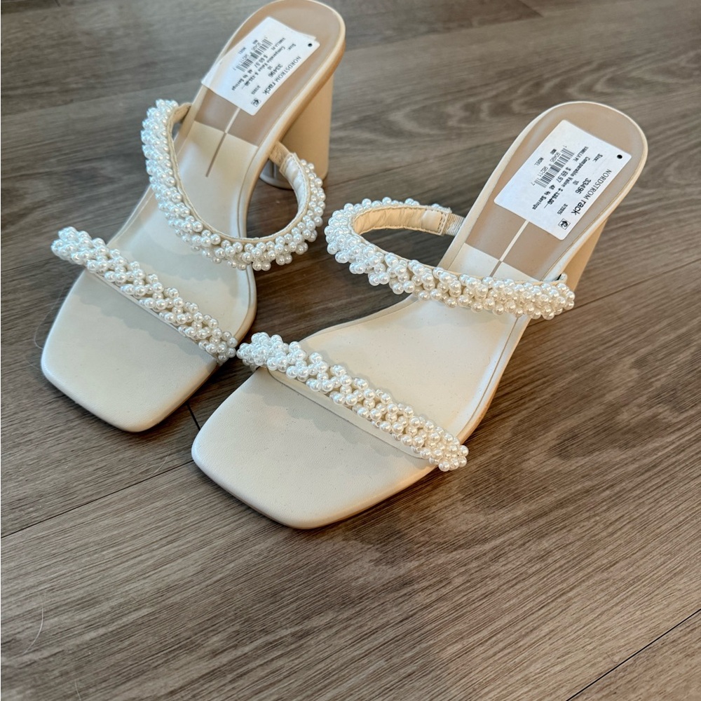 Dolce Vita Ivory Heels with Pearl Detailing